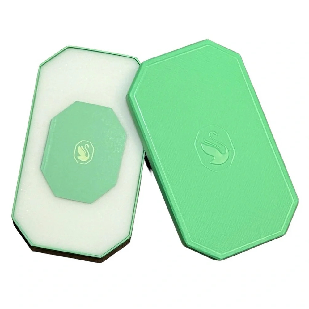 Swarovski Green Octagon Jewelry Display Storage Travel Gift Box Case EMPTY NEW !